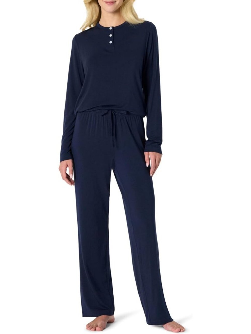 Cozy Women's Long Sleeve Henley Pajama Set | Soft Sleepwear & Lounge Wear